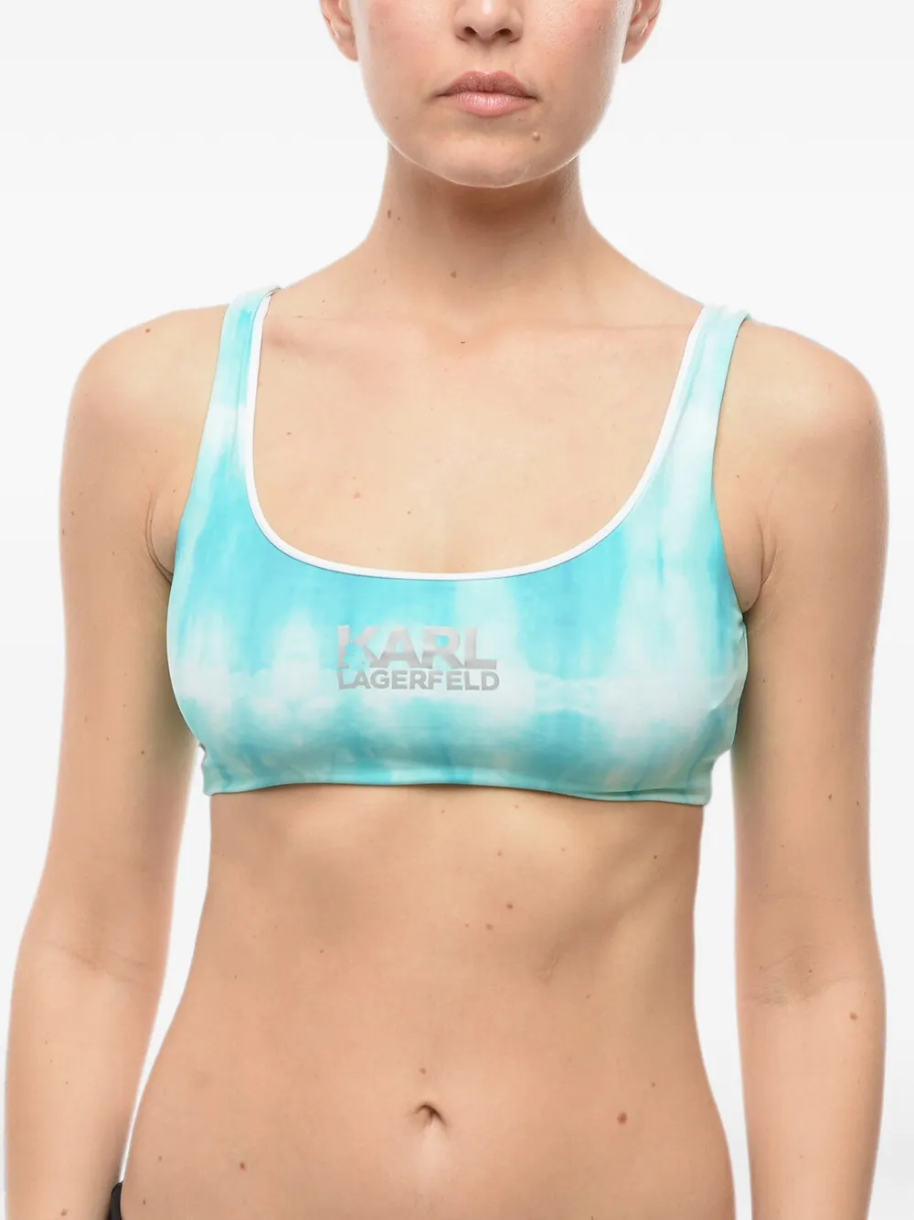 Karl Lagerfeld Batik-Bikinioberteil mit Cut-Out - Blau