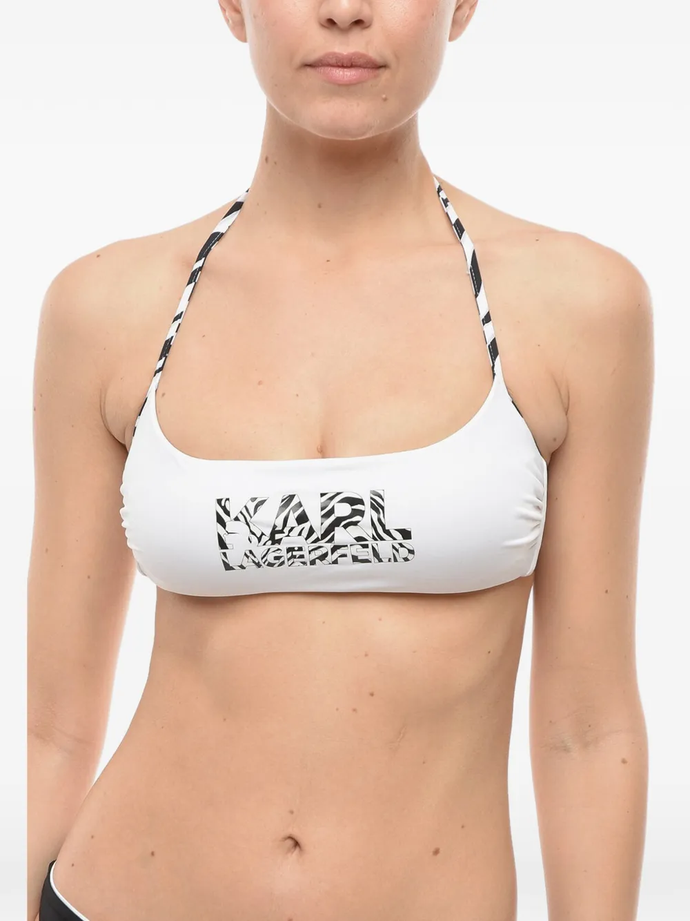 Karl Lagerfeld logo-print bikini top - Weiß