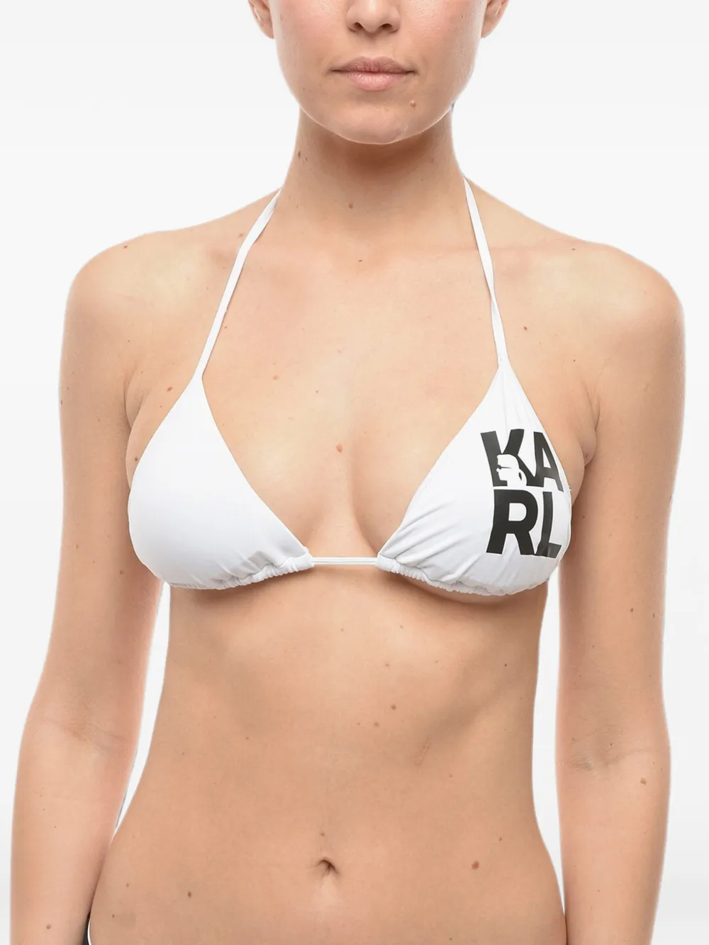 Karl Lagerfeld Triangel-Bikini mit Logo-Print - Weiß