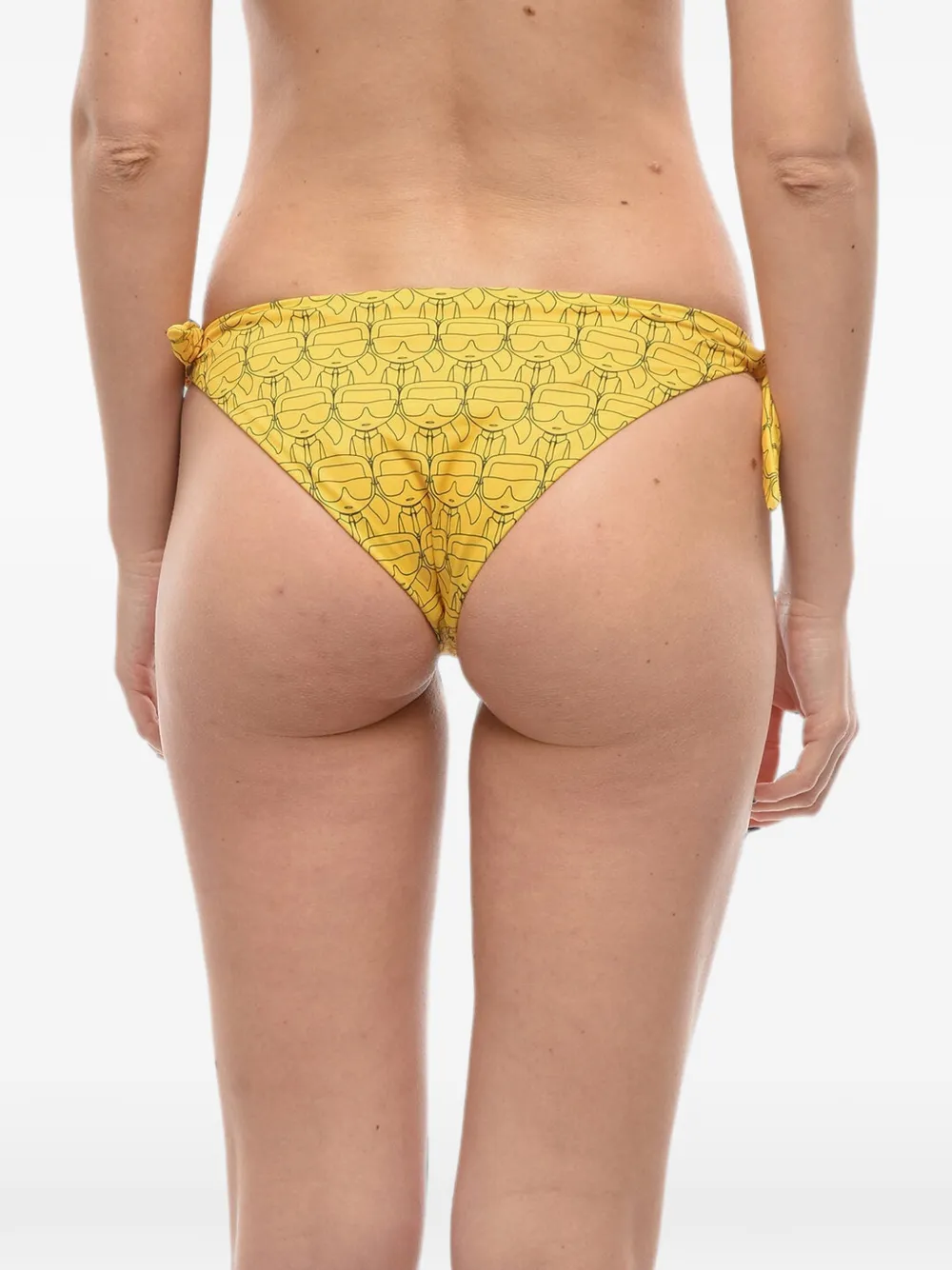 Karl Lagerfeld Bikinislip met zijstrik en ikonik-print Geel