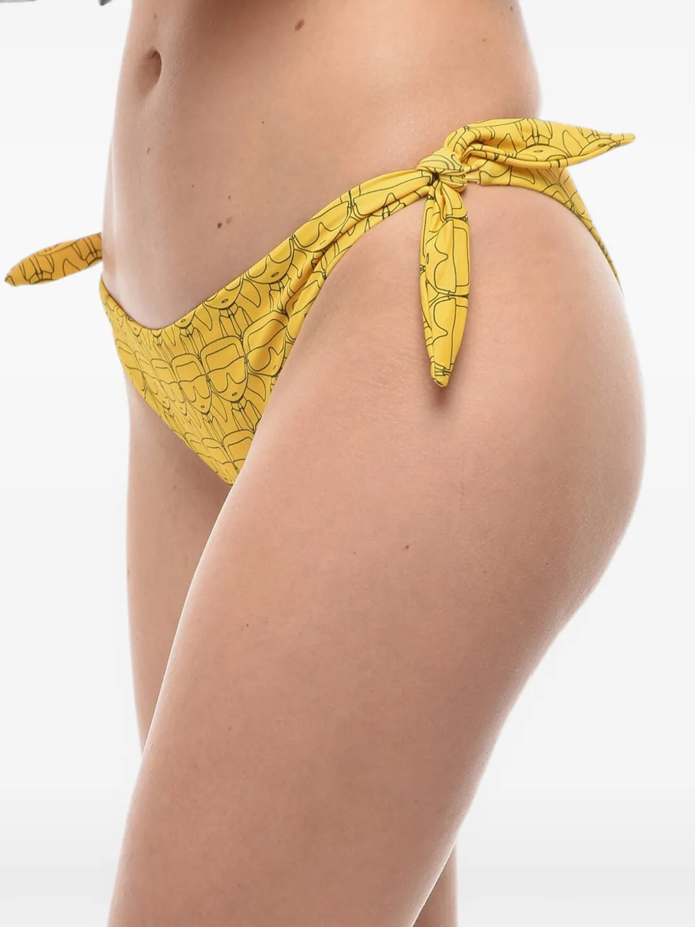 Karl Lagerfeld Bikinislip met zijstrik en ikonik-print Geel