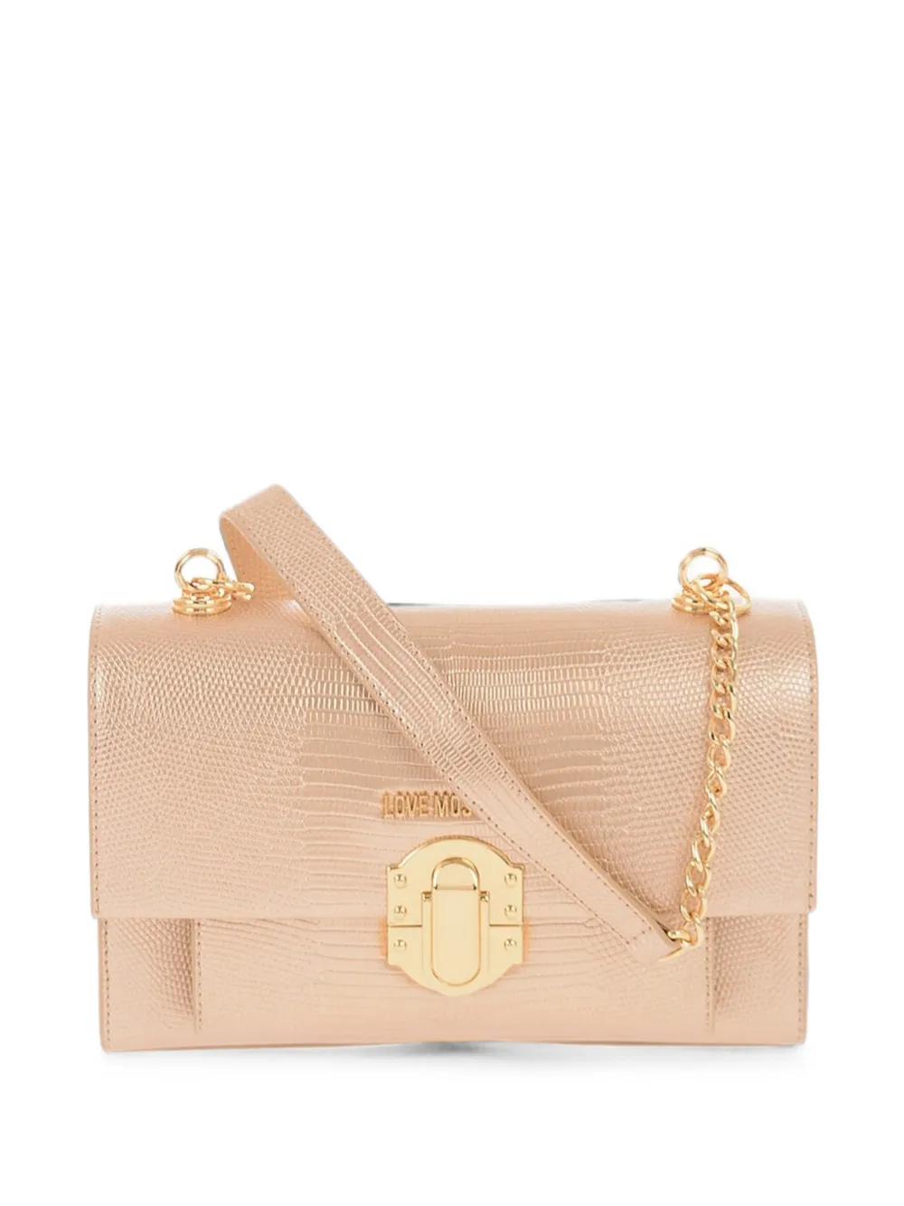 Moschino lizard-effect Love shoulder bag - Nude