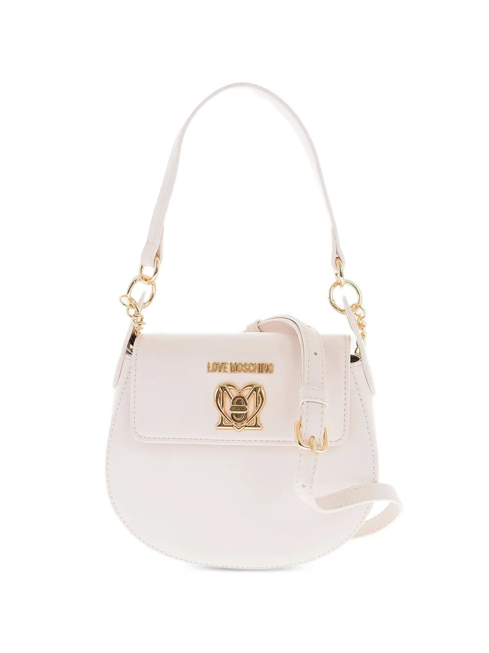 Moschino mini logo-plaque shoulder bag - Neutrals