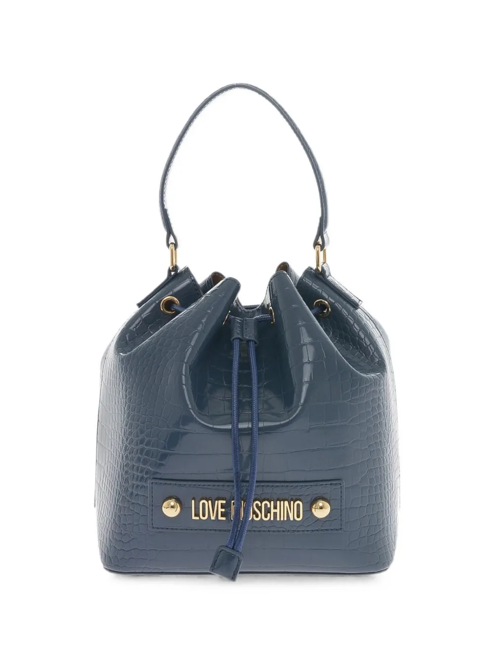 Moschino logo-plaque bucket bag - Blue
