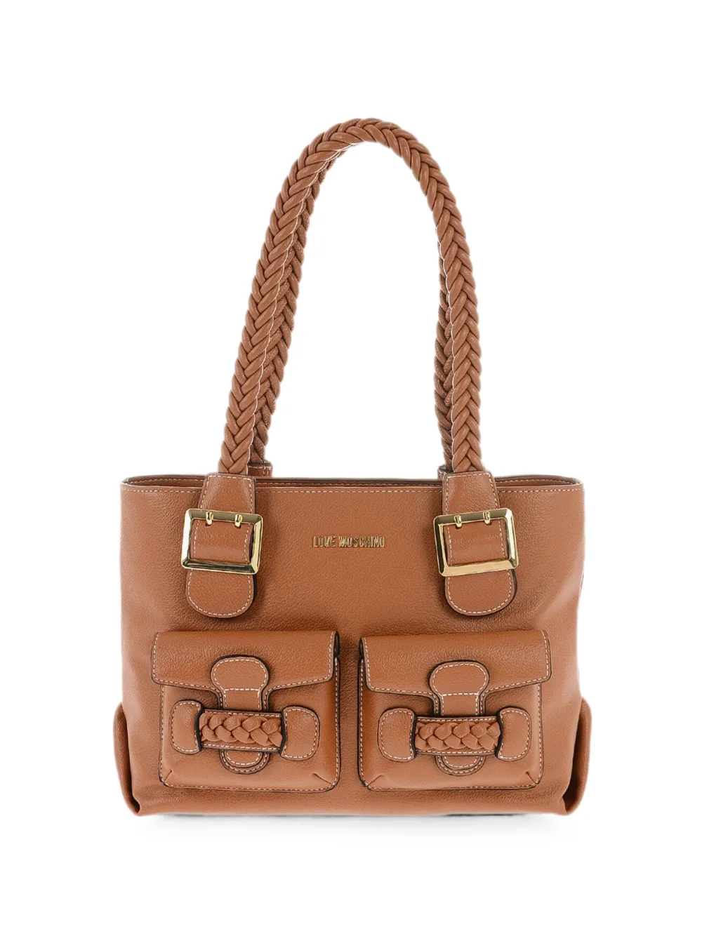 Moschino braided-handle shoulder bag - Brown