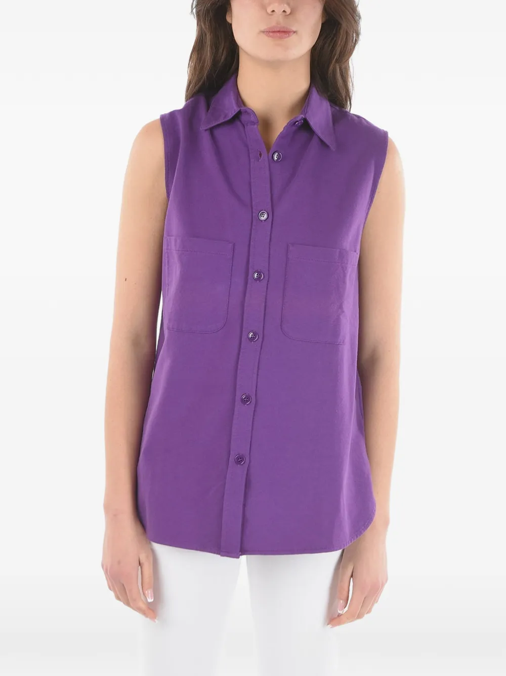 Woolrich sleeveless chest-pocket shirt - Violett