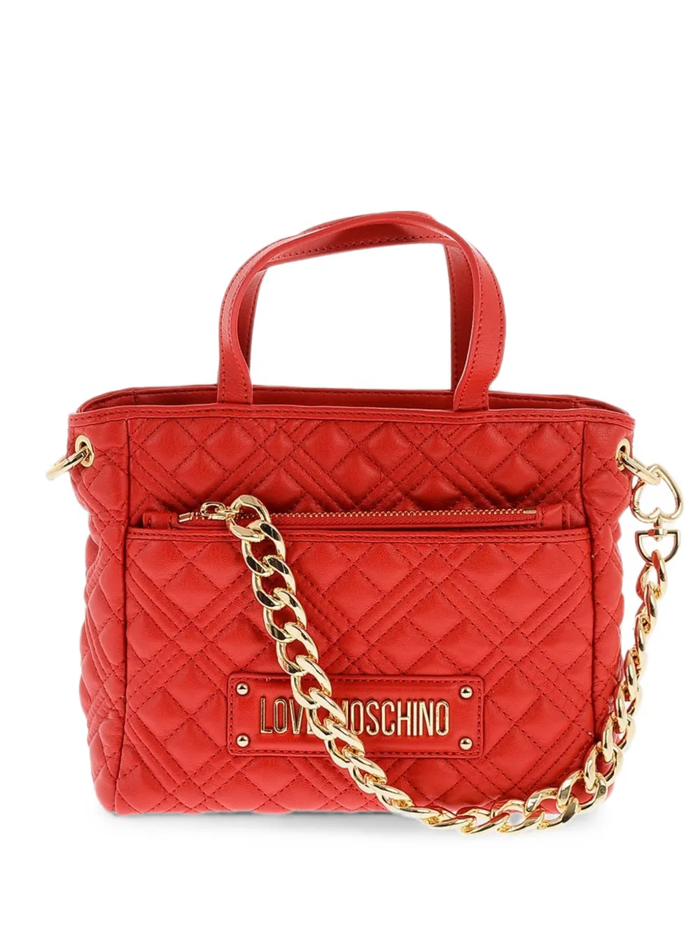 Moschino mini Love quilted logo-plaque tote bag - Red