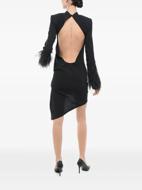 La Semaine feather-trim open-back mini dress