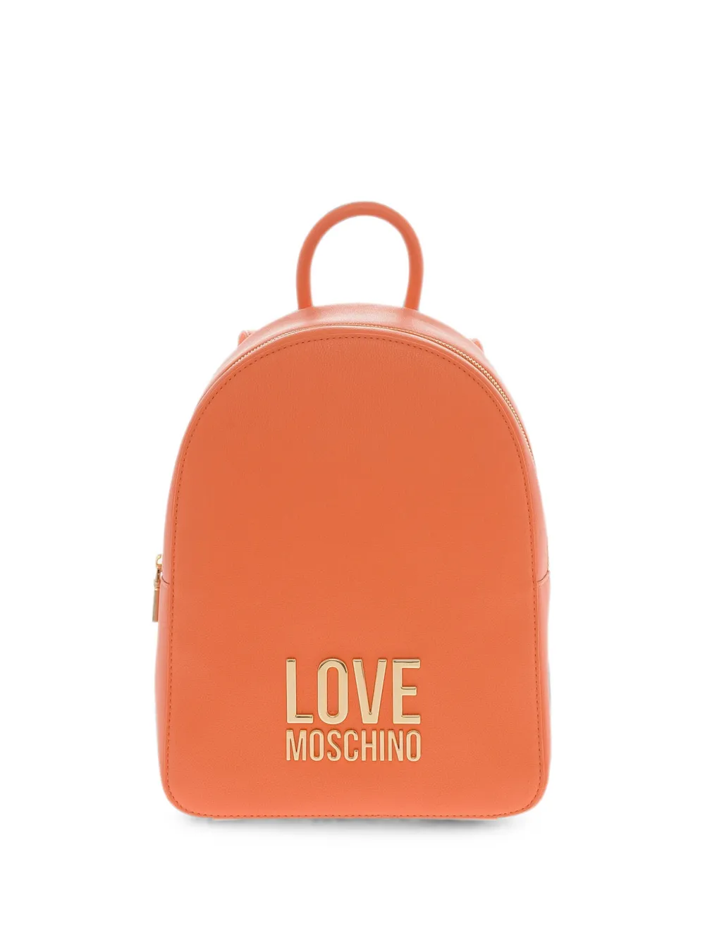 Moschino logo-plaque pebbled-effect backpack - Orange