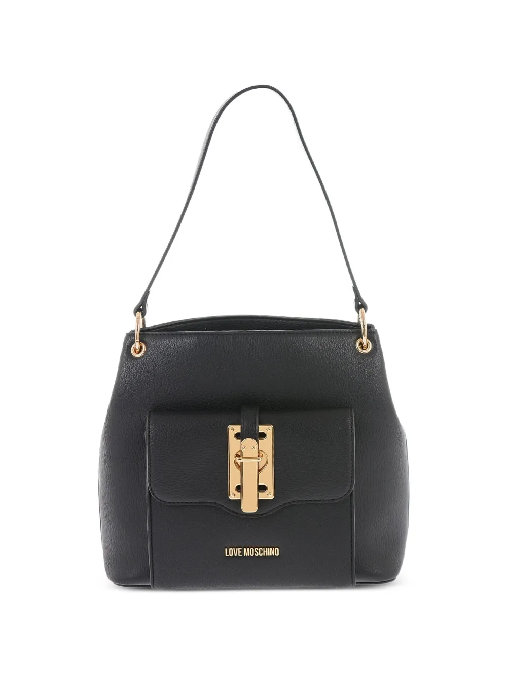 Love Moschino grained-effect logo-plaque shoulder bag - Schwarz