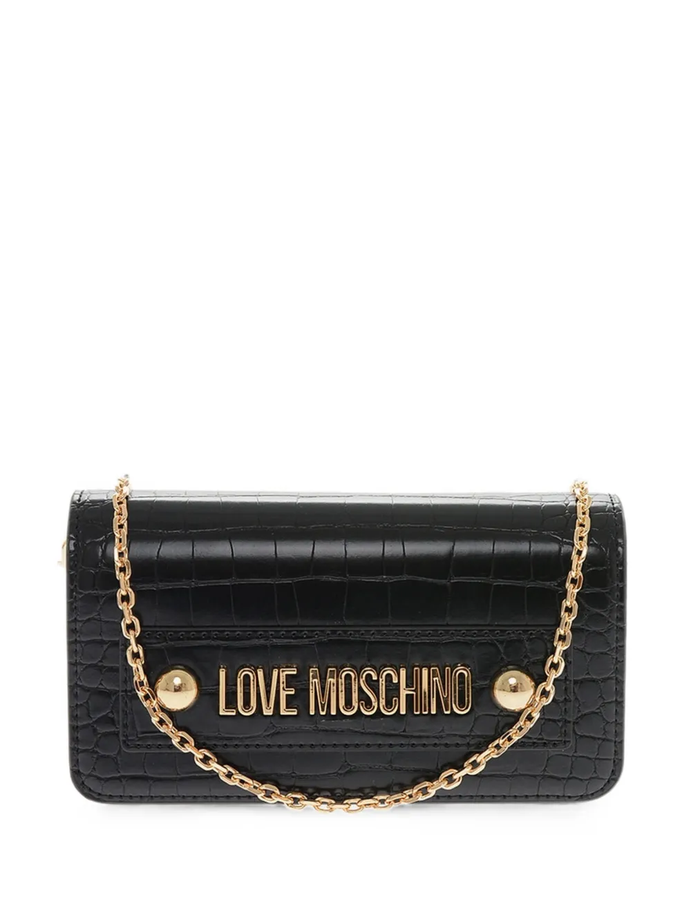 Love Moschino crocodile-effect logo-emebllished shoulder bag - Schwarz