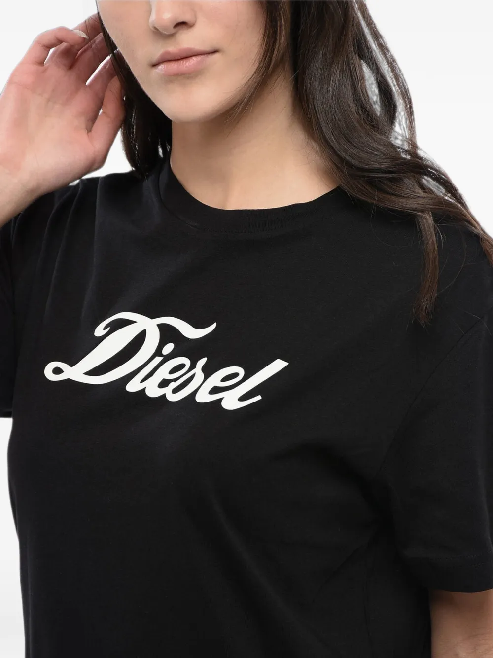 Diesel logo-print jersey T-shirt dress Zwart