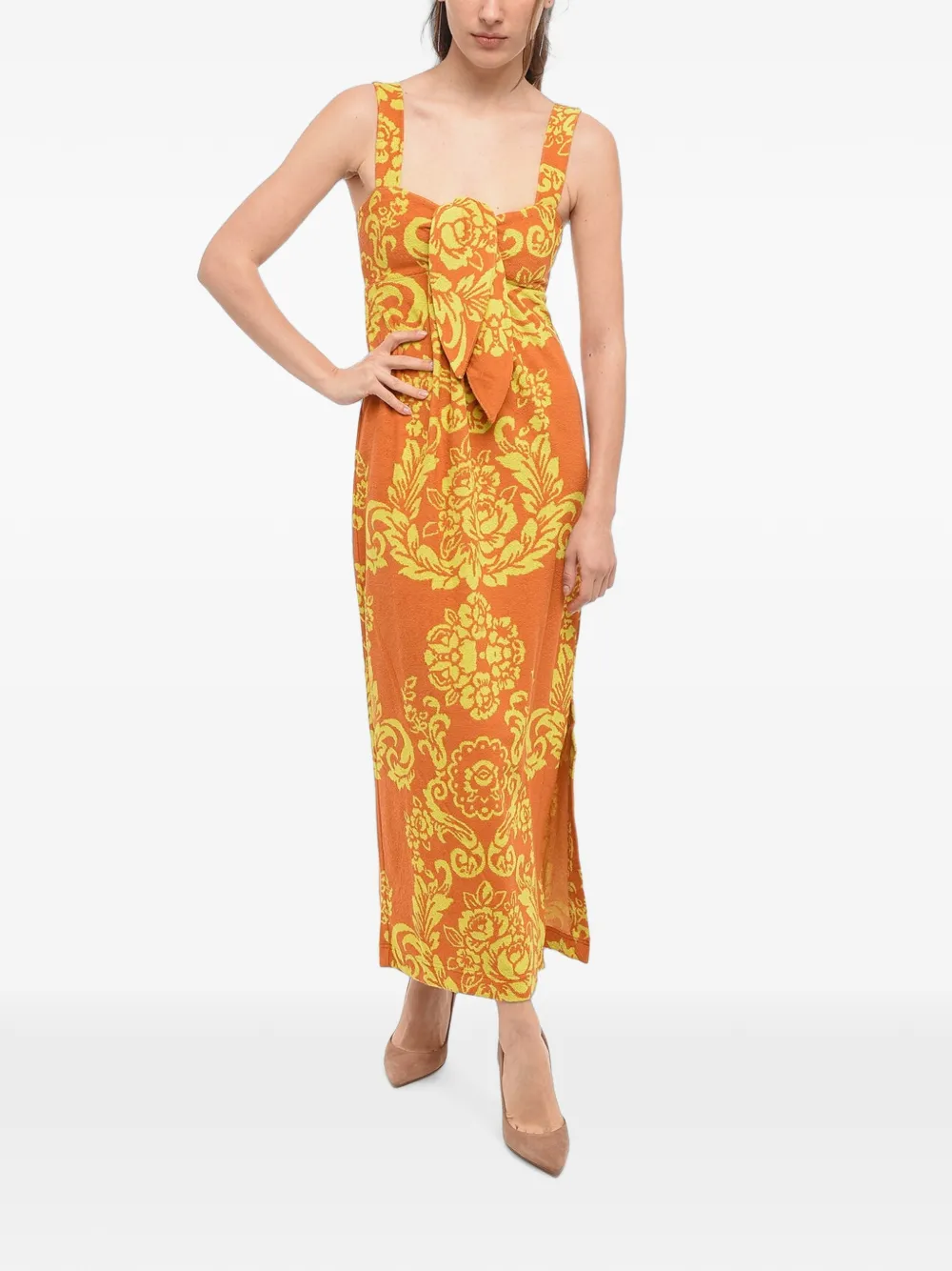 ALEMAIS Alby floral-print midi dress - Orange