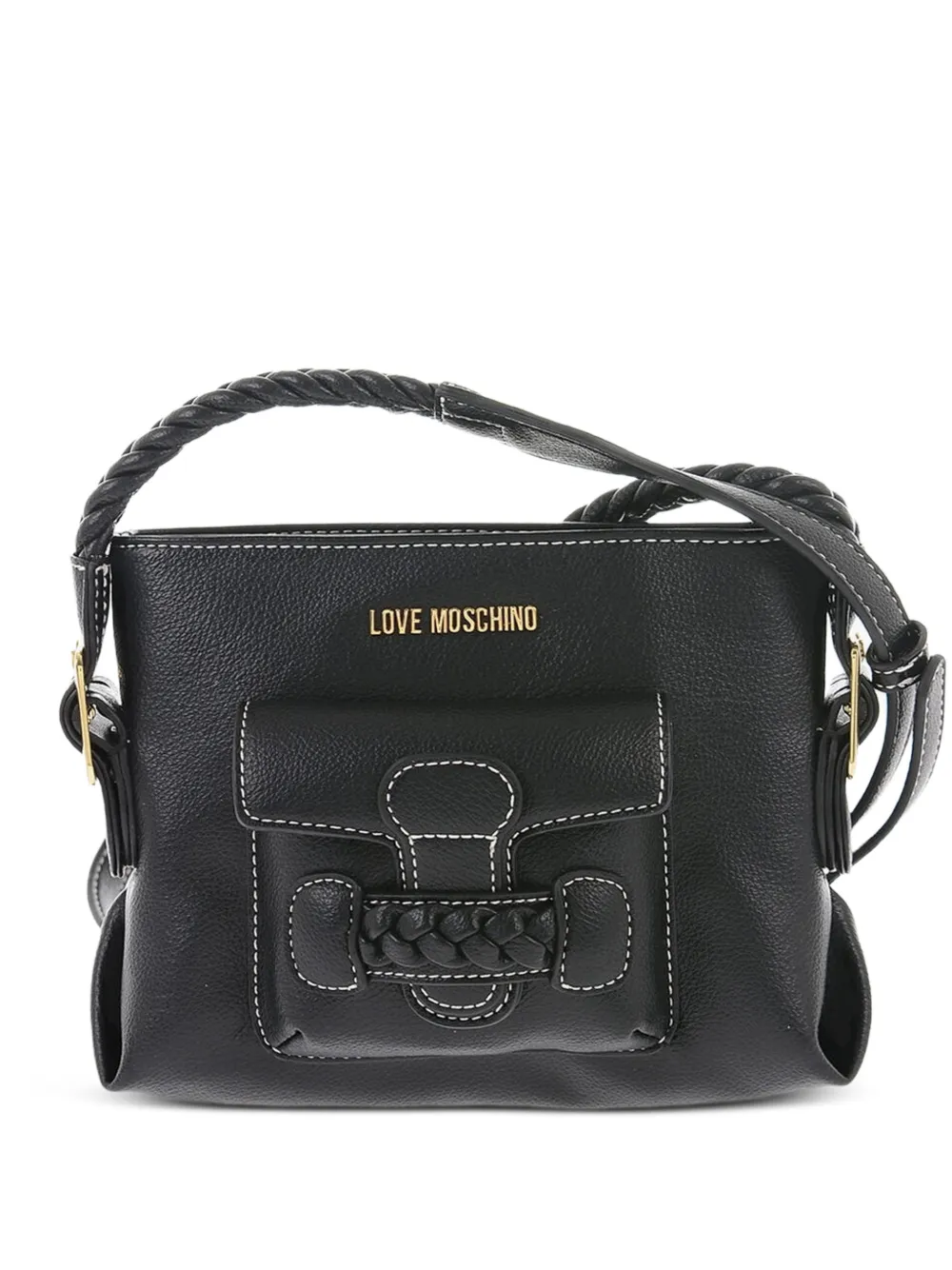 Moschino braided-detail contrasting-stitch tote bag - Black