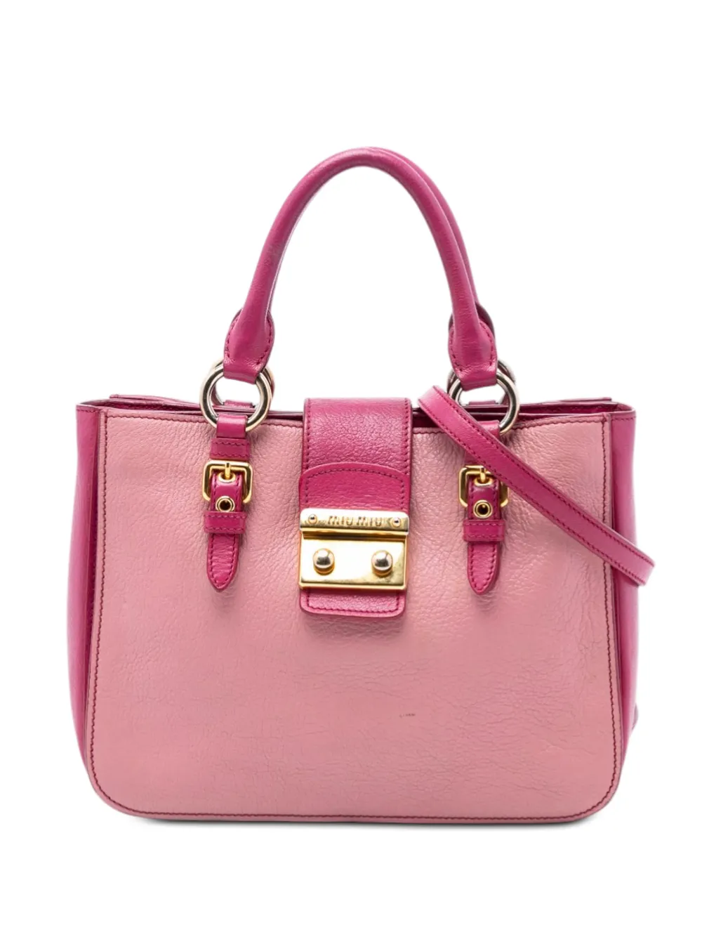 Miu Miu Pre-Owned 2010-2025 Bicolor Goatskin Madras satchel - Rosa