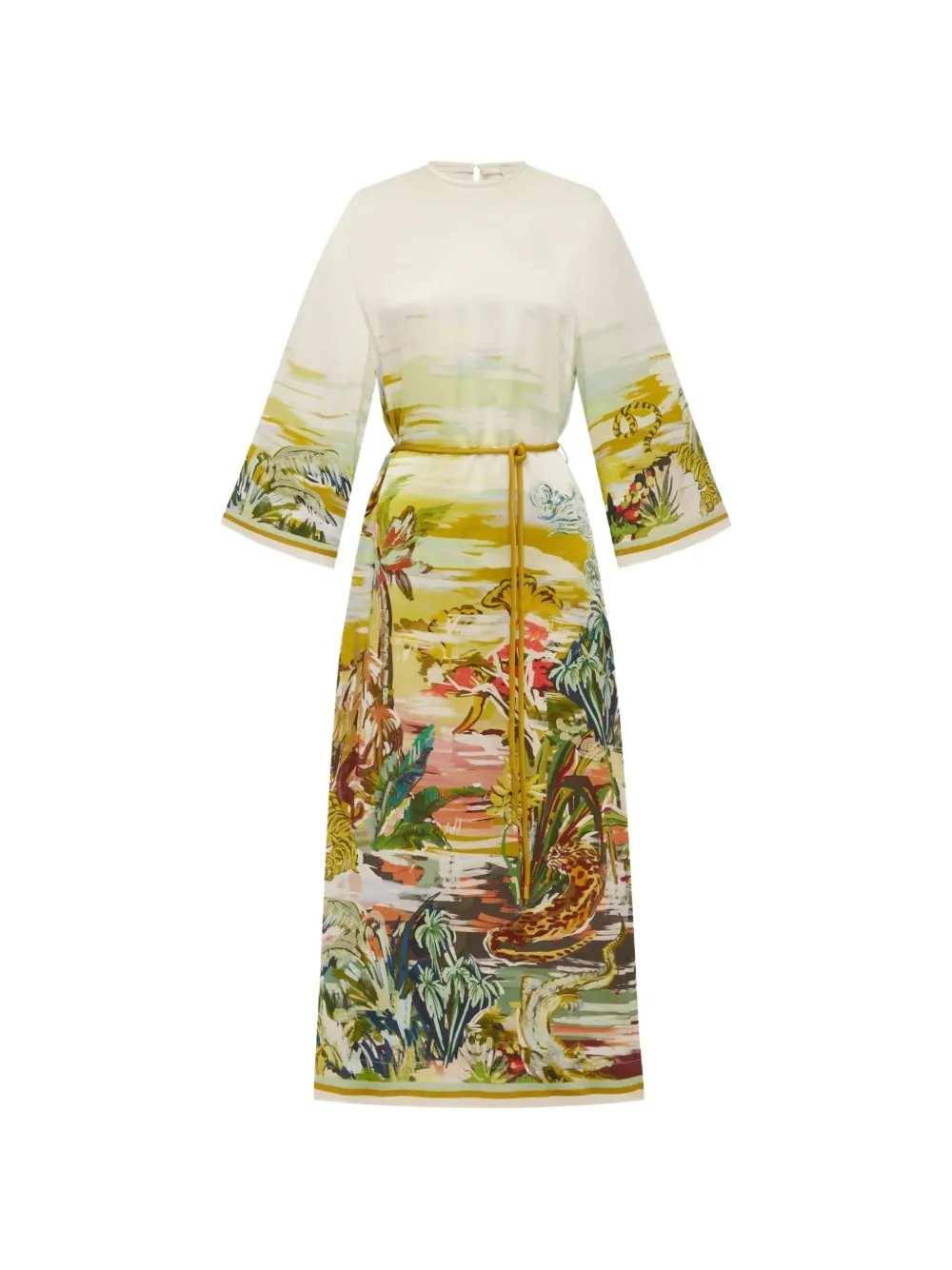 ALEMAIS Jungle Boogie graphic-print midi dress - Nude