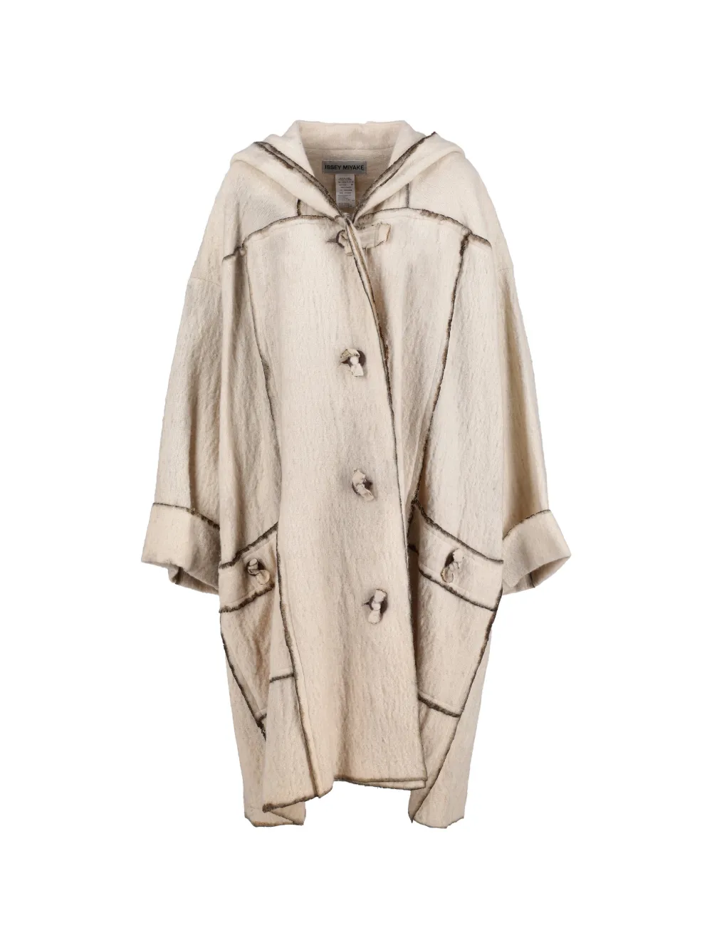 Issey Miyake Pre-Owned hooded toggle-fastening coat - Nude