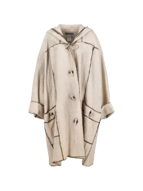 Issey Miyake Pre-Owned abrigo con capucha y cierre de trenca