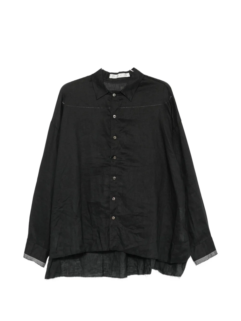 kang raw-edge long-sleeve shirt - Nero