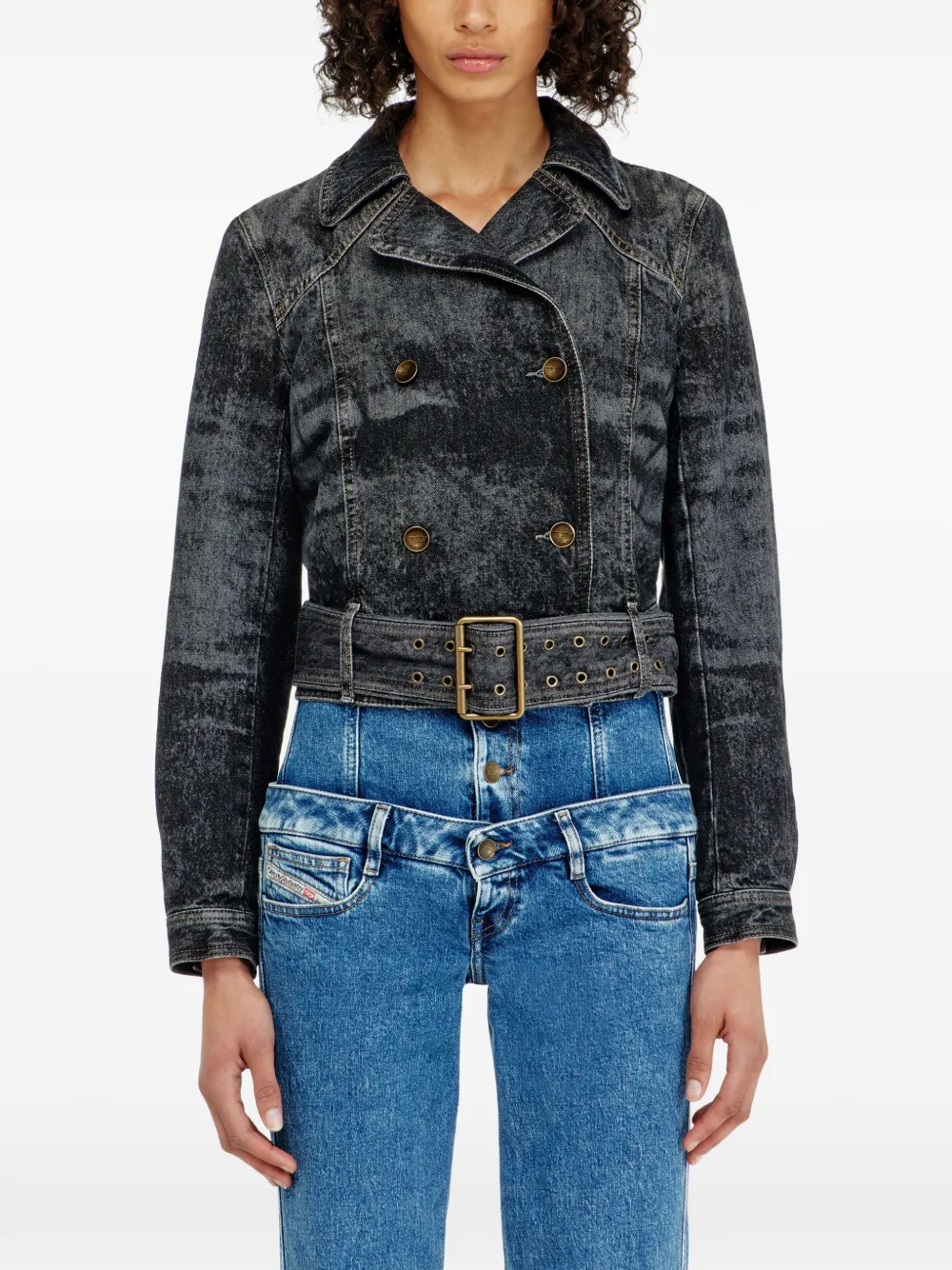 Diesel De-Legend-S denim jack met ceintuur Zwart