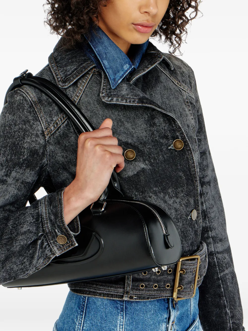 Diesel De-Legend-S denim jack met ceintuur Zwart