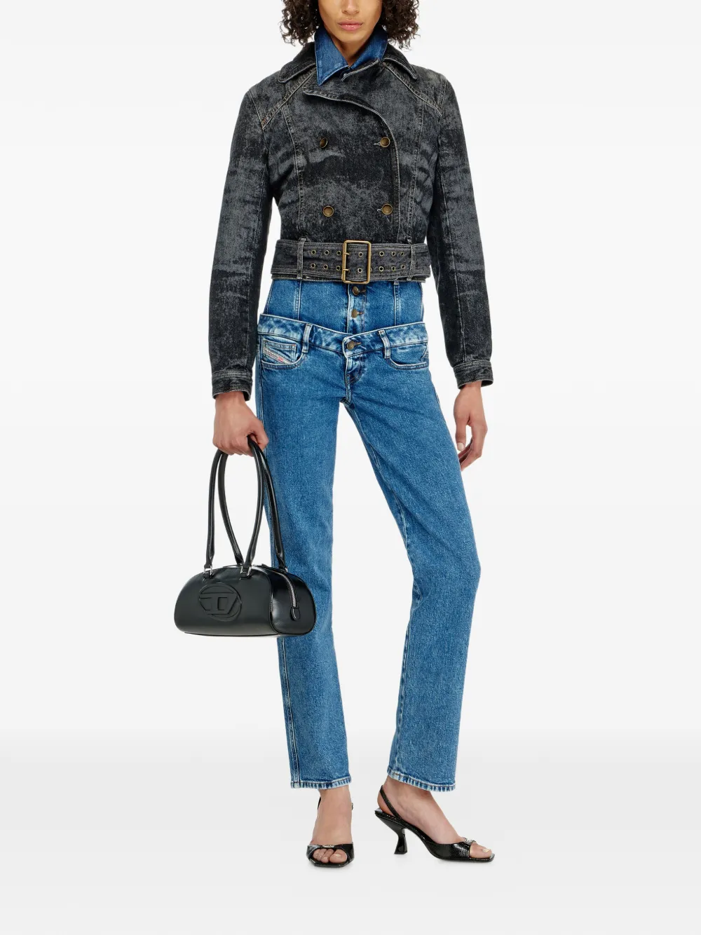 Diesel De-Legend-S denim jack met ceintuur Zwart