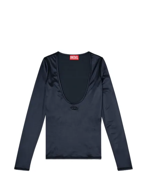Diesel nylon slim top scoop neck with logo Oval D embroidery