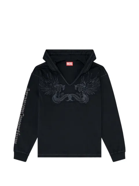 Diesel embroidered-patch V-neck hoodie