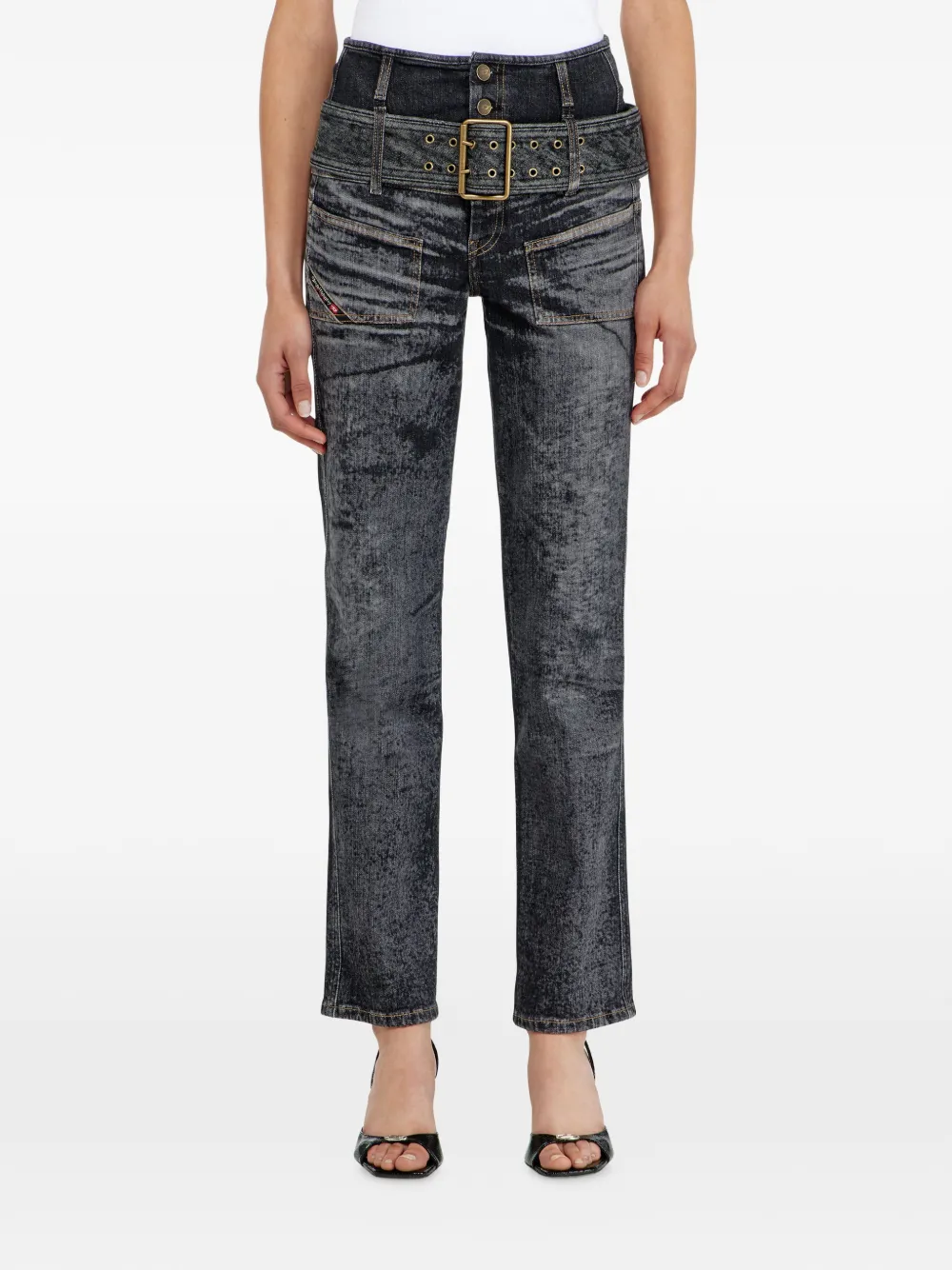Diesel D-Gorina jeans met ceintuur Zwart