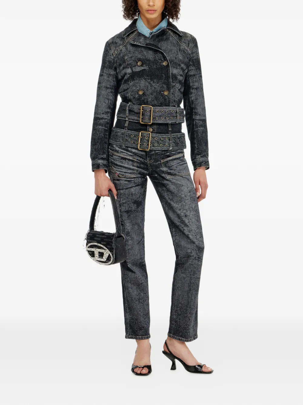 Diesel D-Gorina jeans met ceintuur Zwart