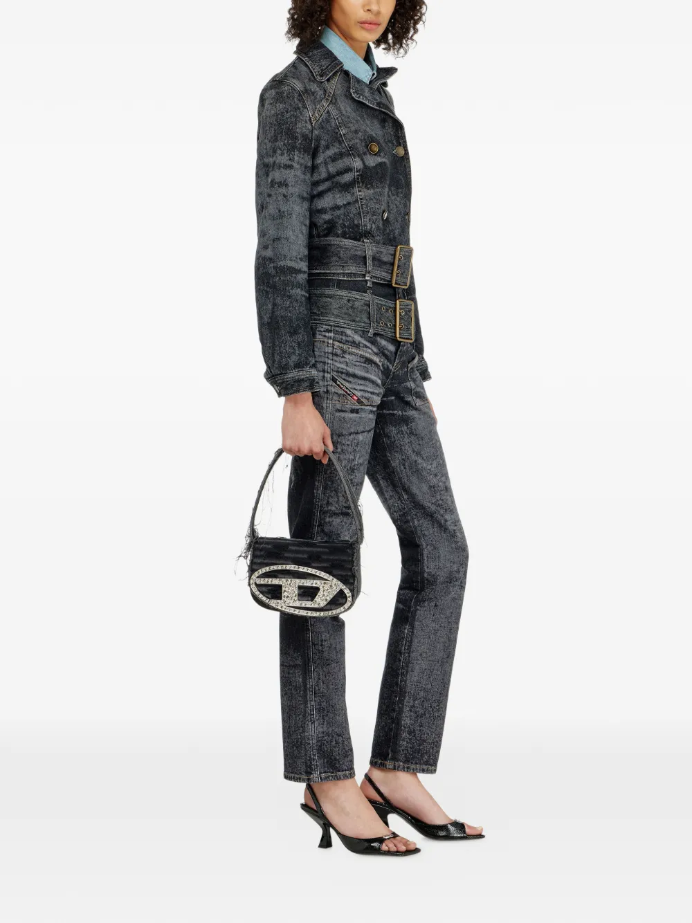 Diesel D-Gorina jeans met ceintuur Zwart