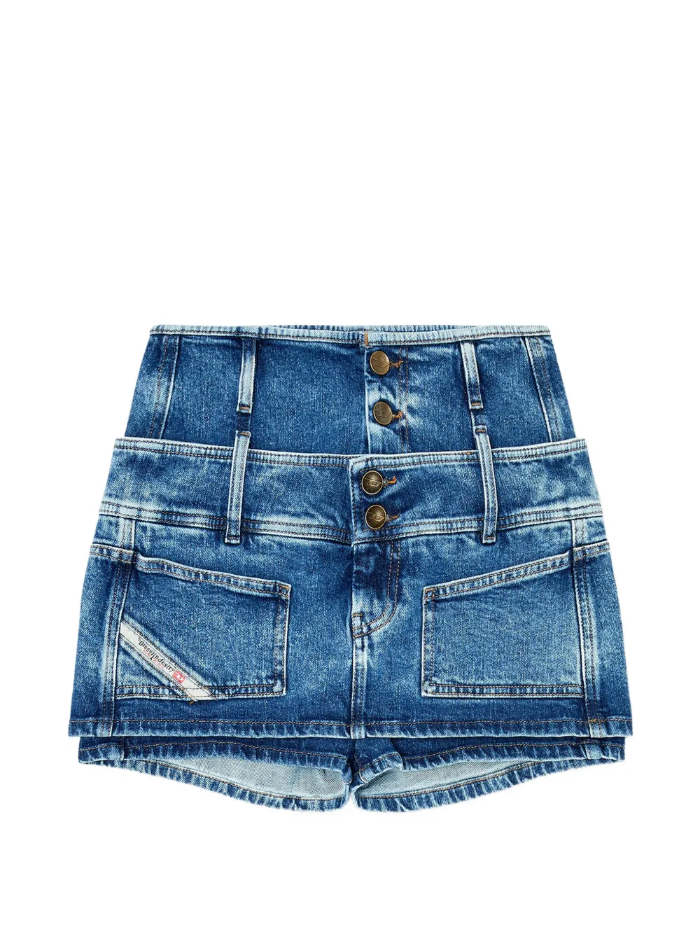 Diesel double-waistband denim skort - Blue
