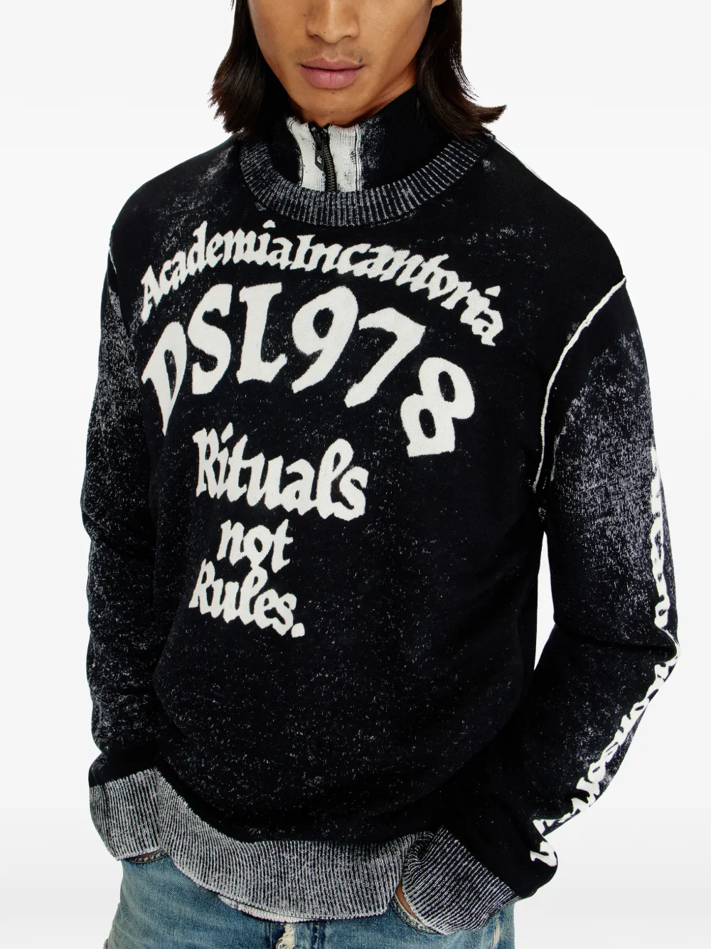 Diesel logoprint K-LAUTI trui Zwart