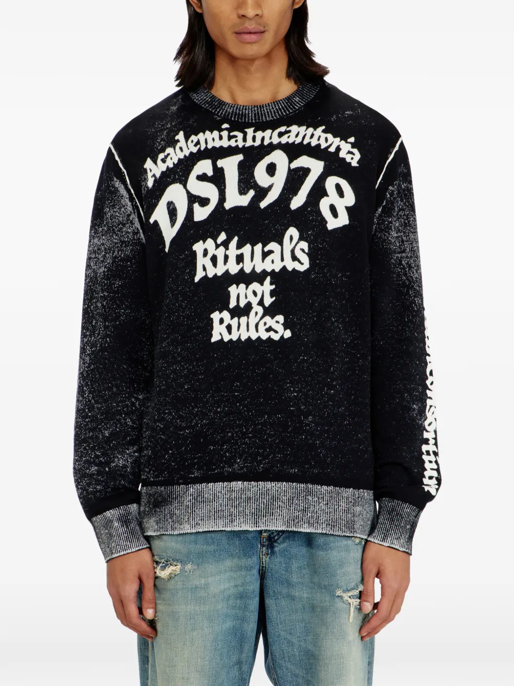 Diesel logoprint K-LAUTI trui Zwart