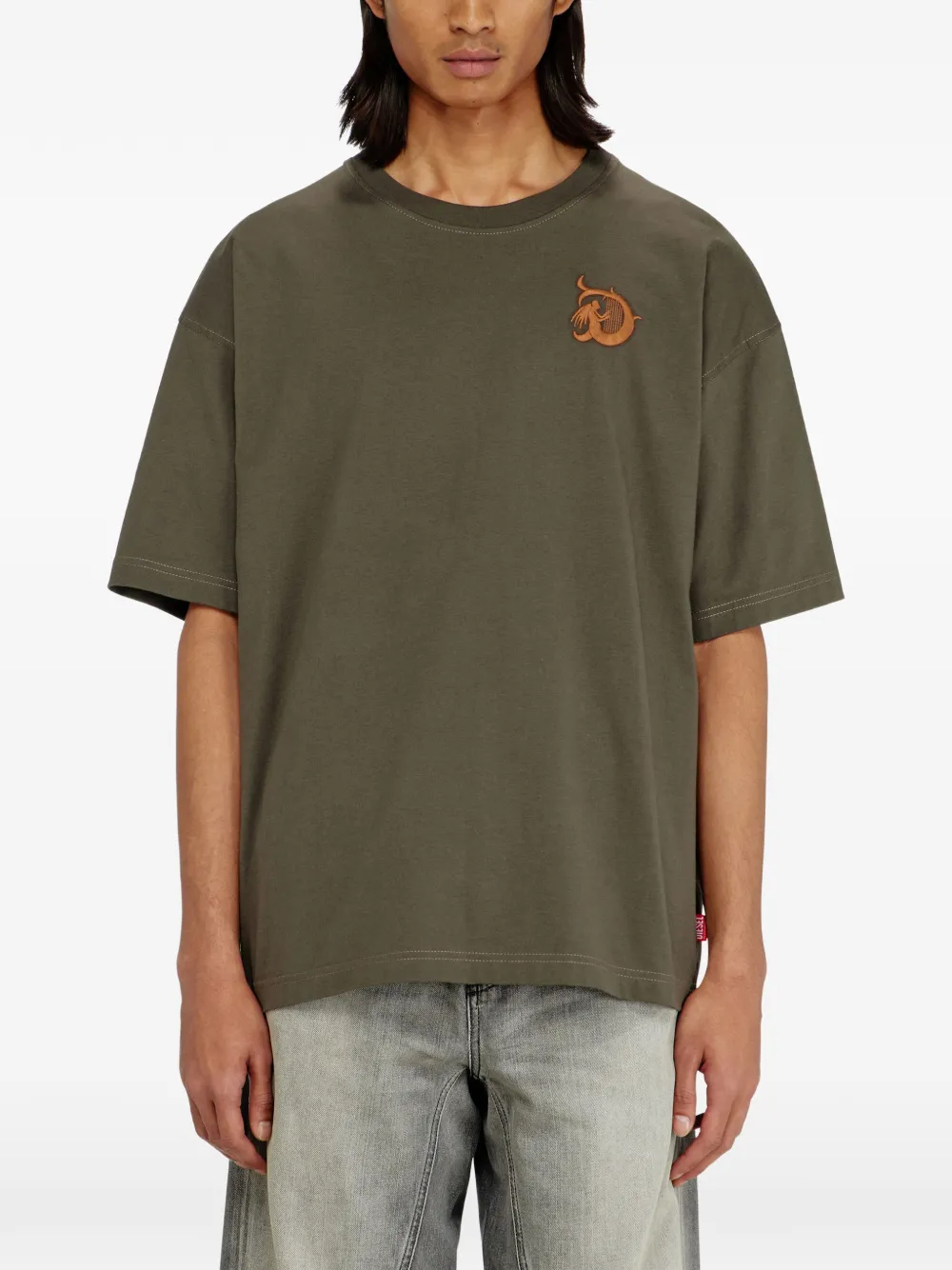 Diesel T-shirt met geborduurde print Groen