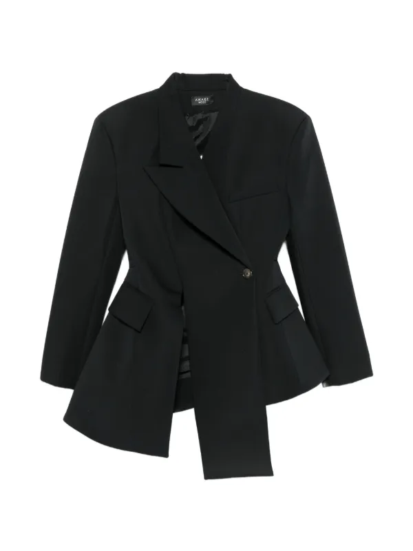 A.W.A.K.E. Mode Asymmetric-hem Single-breasted Blazer in Black