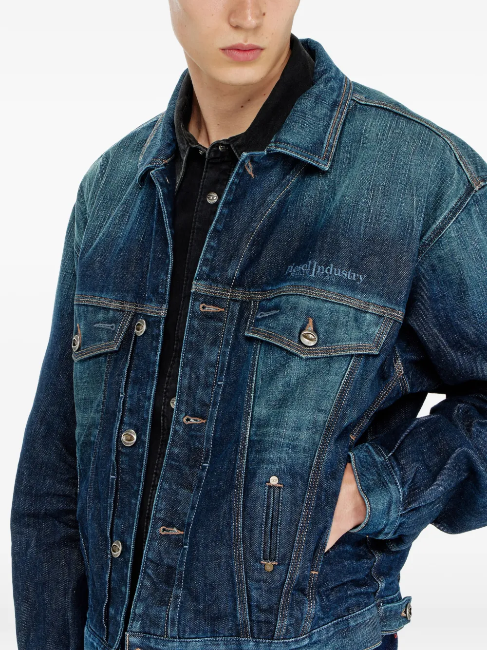 Diesel D-Denver-Cl trucker denim jack Blauw