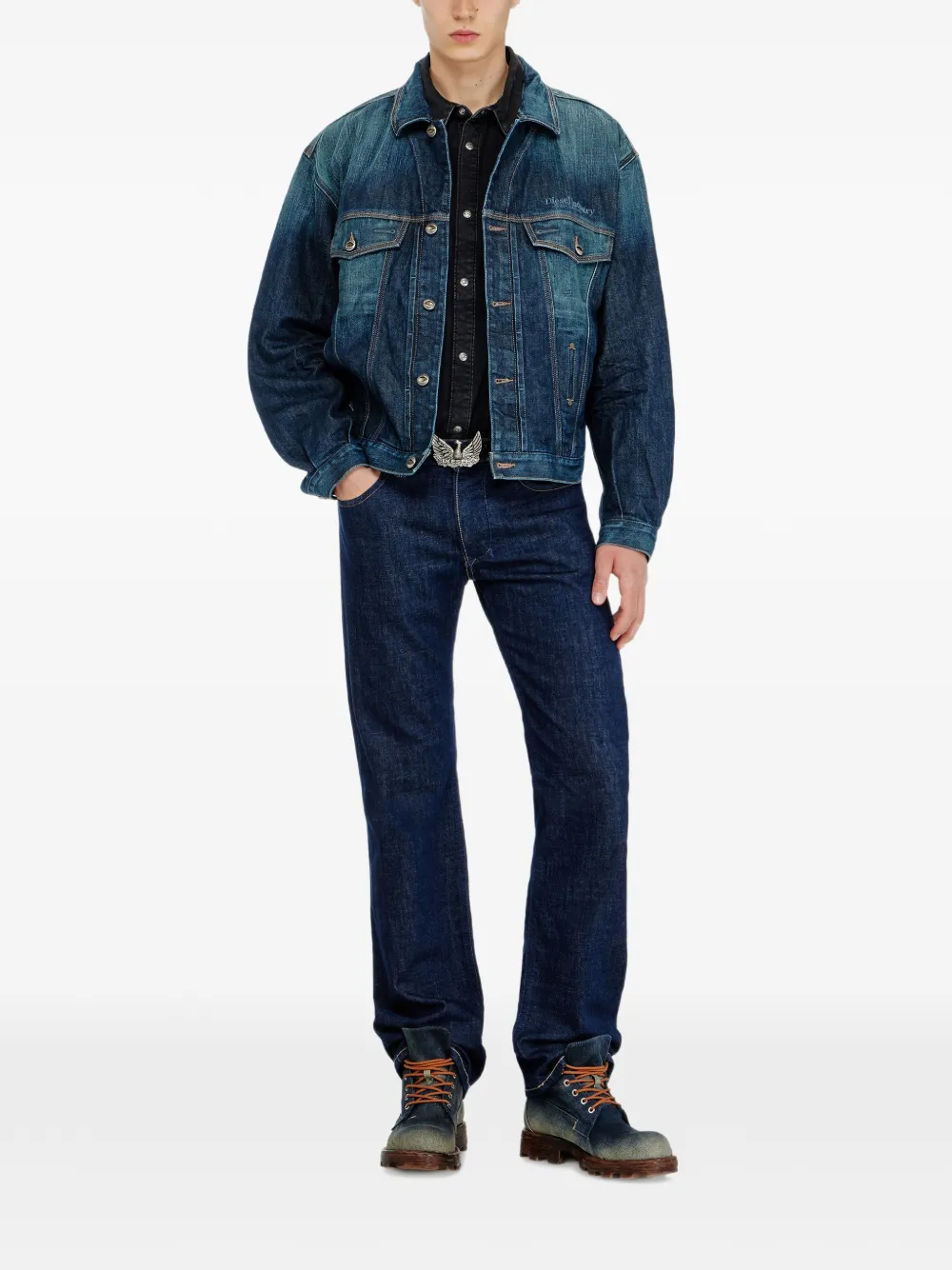 Diesel D-Denver-Cl trucker denim jack Blauw
