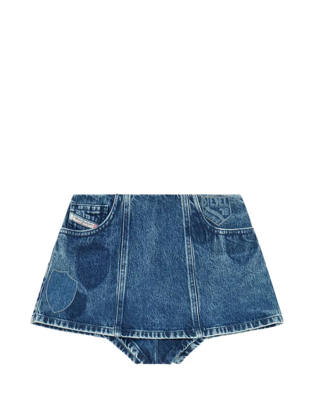 Diesel denim peplum shorts with shadow patches - Blue