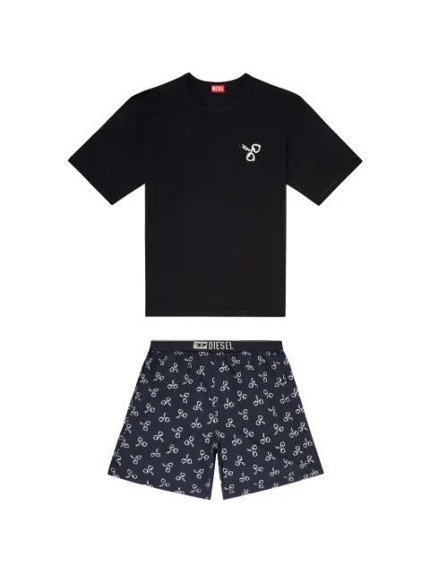 Diesel cotton pyjama set with handcuff print