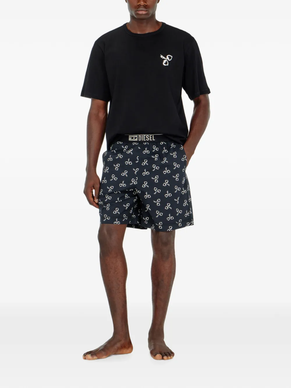 Diesel Katoenen pyjamaset met handboeien-print Zwart