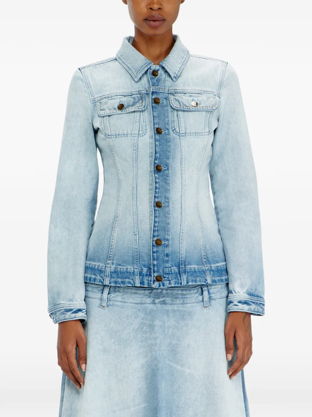 Diesel Denim jack met zandloper silhouet Blauw
