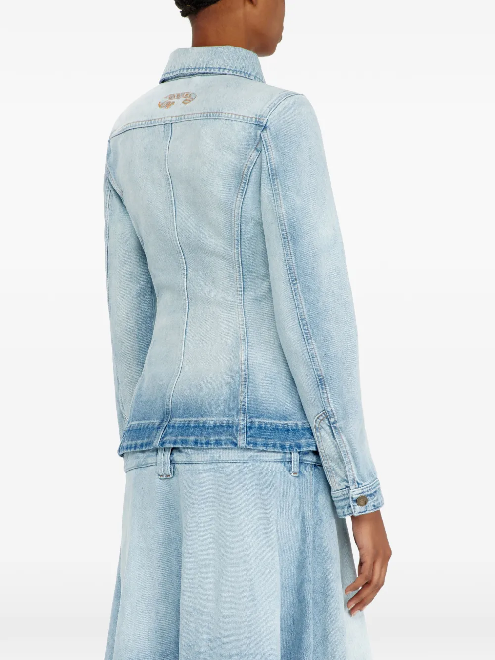 Diesel Denim jack met zandloper silhouet Blauw