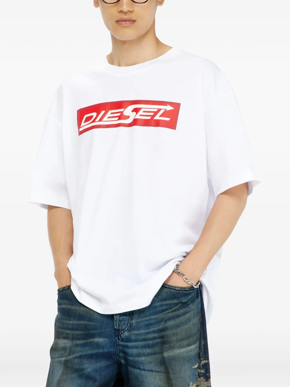 Diesel Katoenen T-shirt met -logoprint Wit