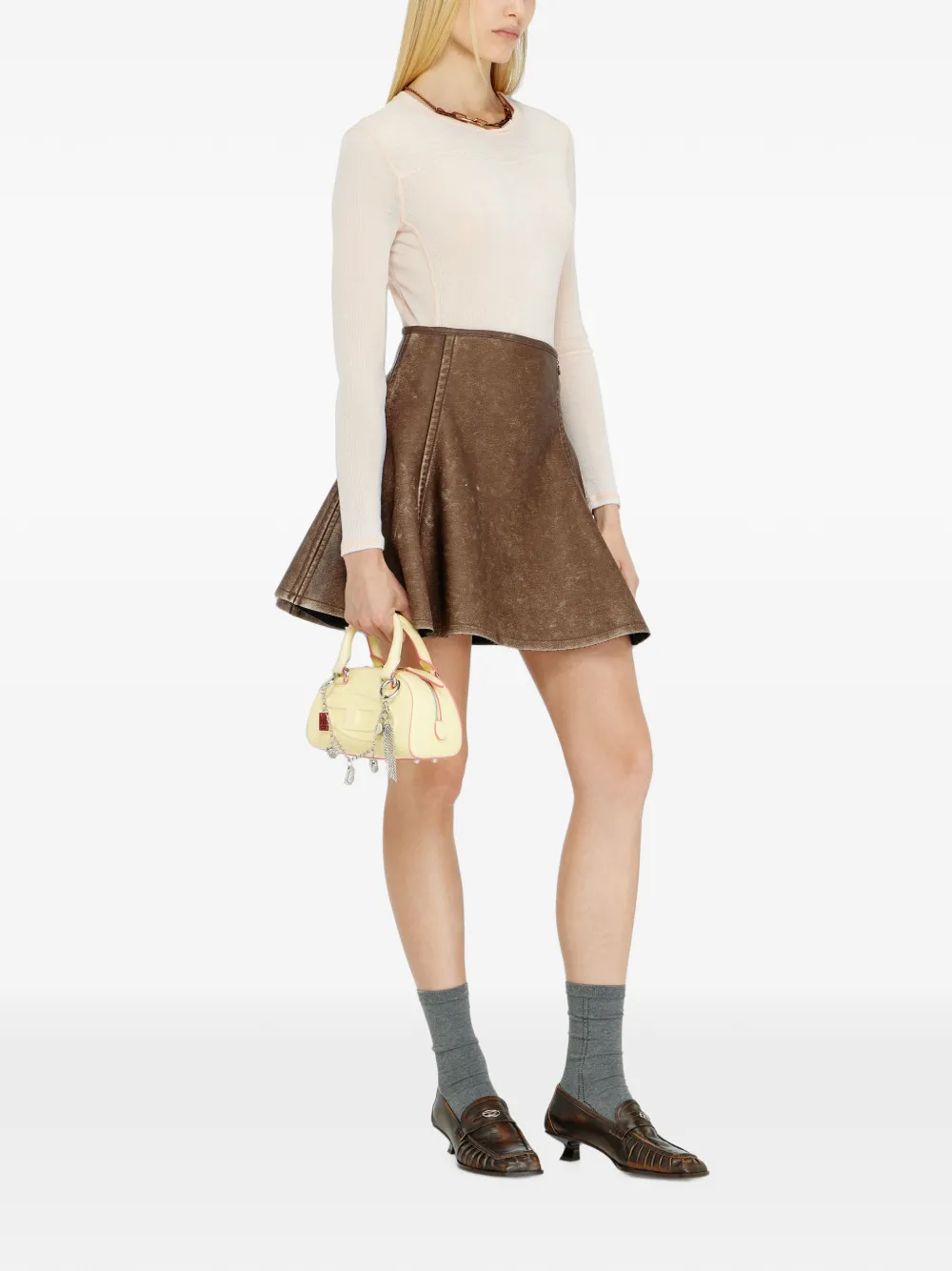Diesel Flared mini-rok Bruin
