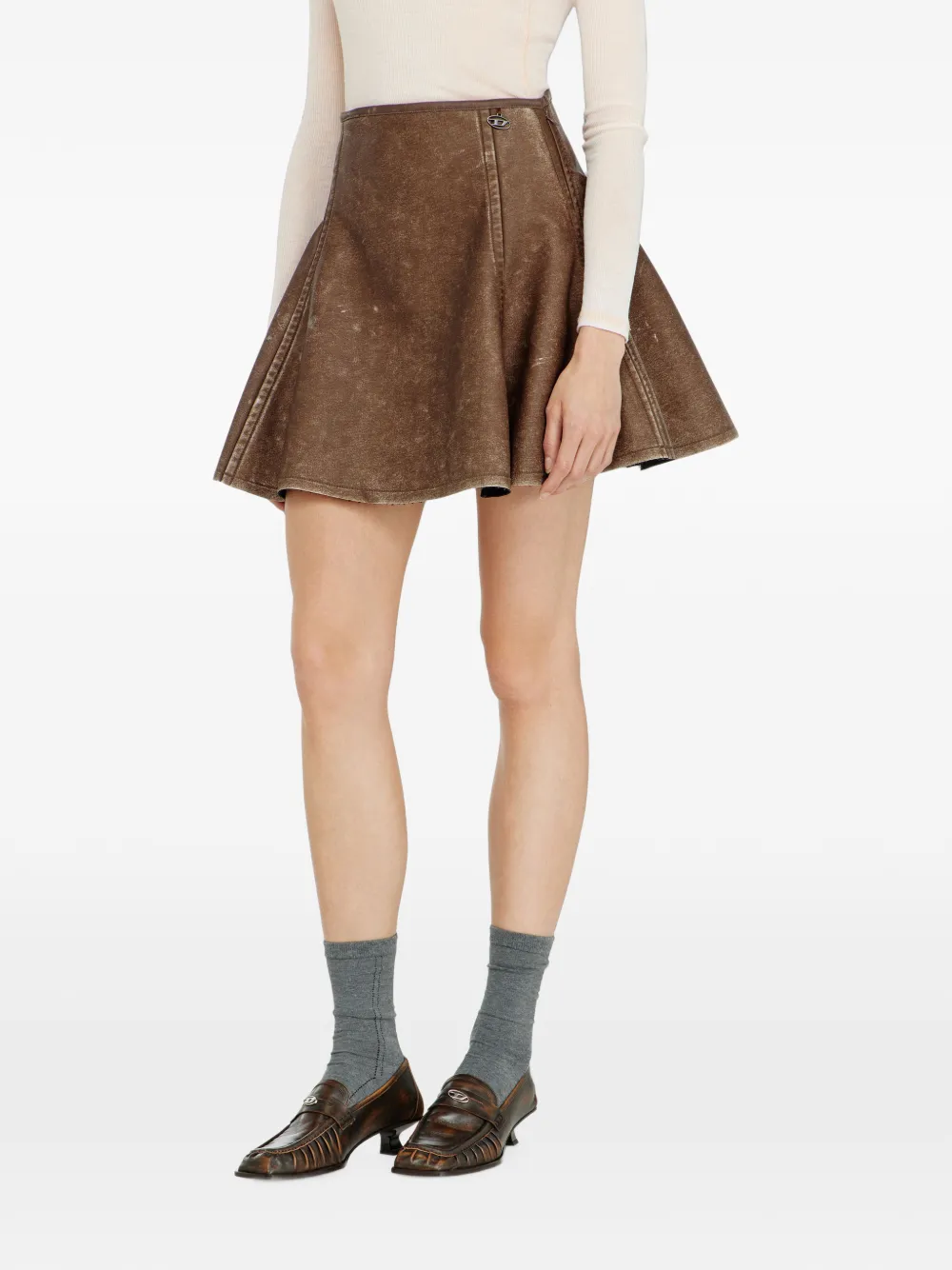 Diesel Flared mini-rok Bruin