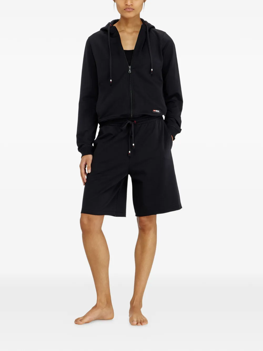 Diesel Katoenen shorts met gerafelde afwerking Zwart