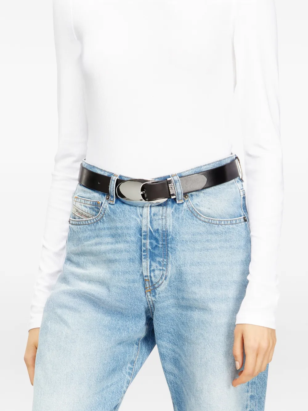 Diesel Riem met sculpturale gesp Zwart