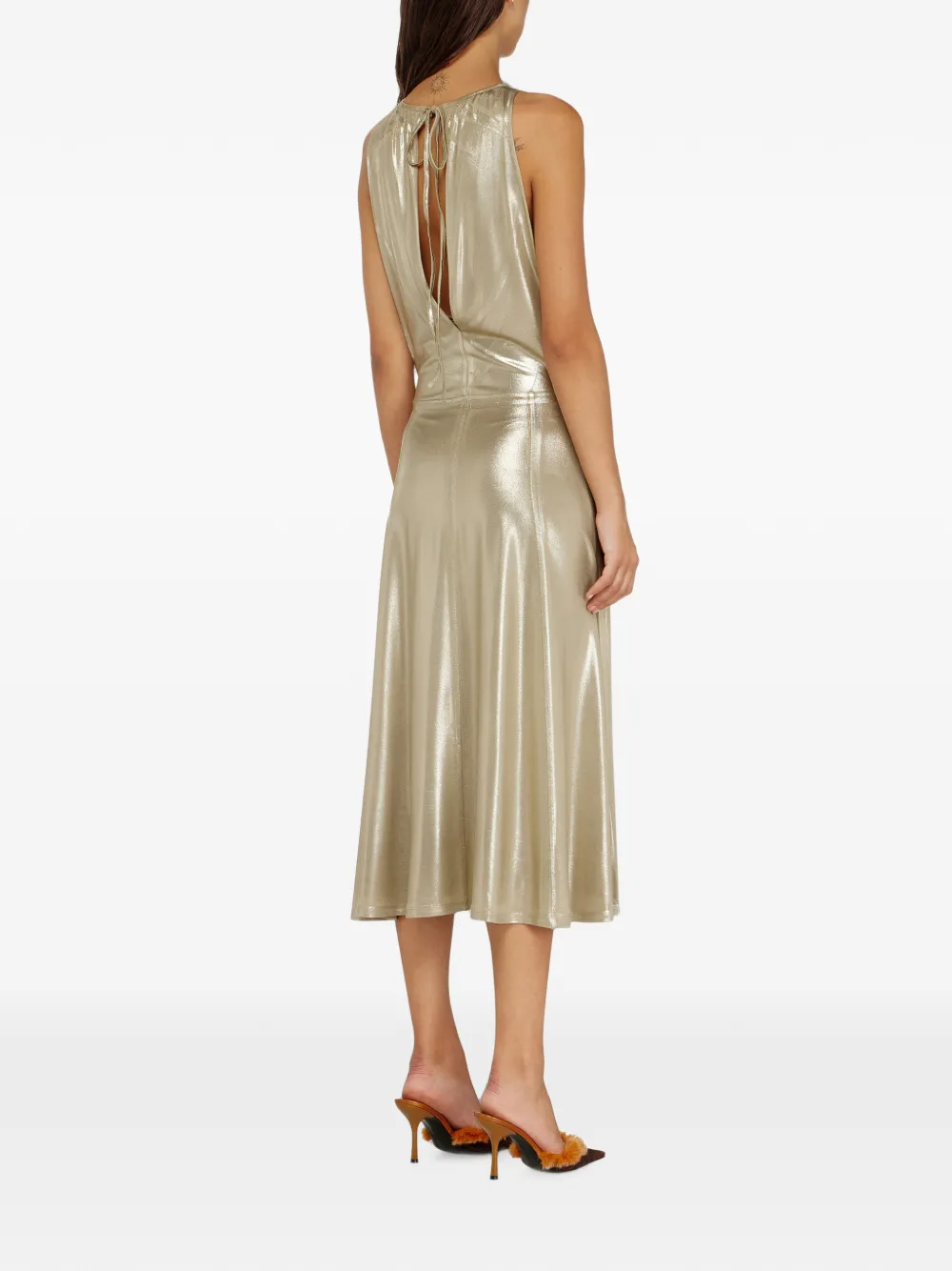Diesel Fluid Metallic midi-jurk met open achterkant Goud