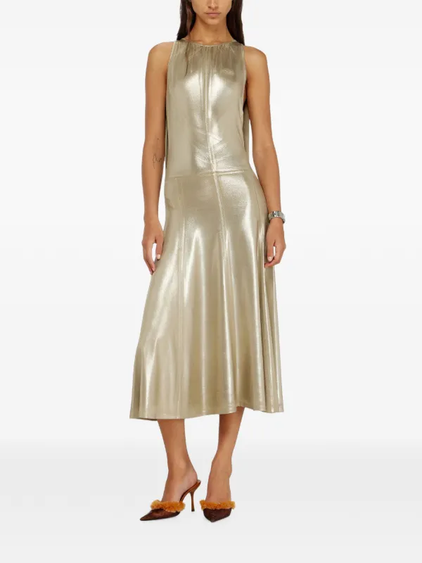 diesel dress metallic Women's Short metallic dress with draped panel | Pink